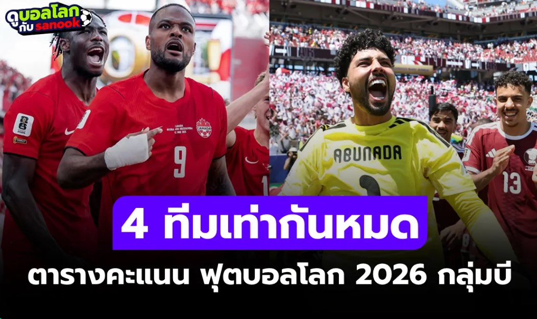 สรุปตารางคะแนน ฟุตบอลโลก 2026 กลุ่ม B หลังจบนัดแรก ใครนำจ่าฝูง?